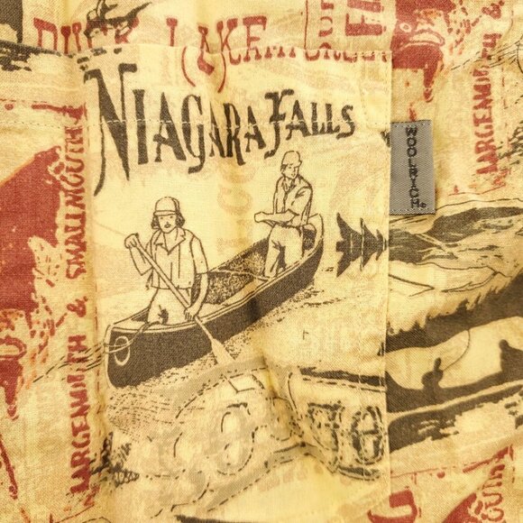Woolrich Niagara Falls Bass Fishing All Over Print Campground Shirt Men Large - Picture 4 of 12